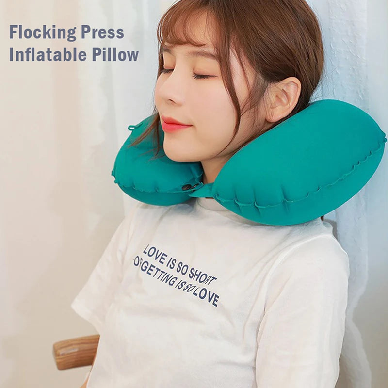 Portable Press-inflatable Travel Neck Pillow