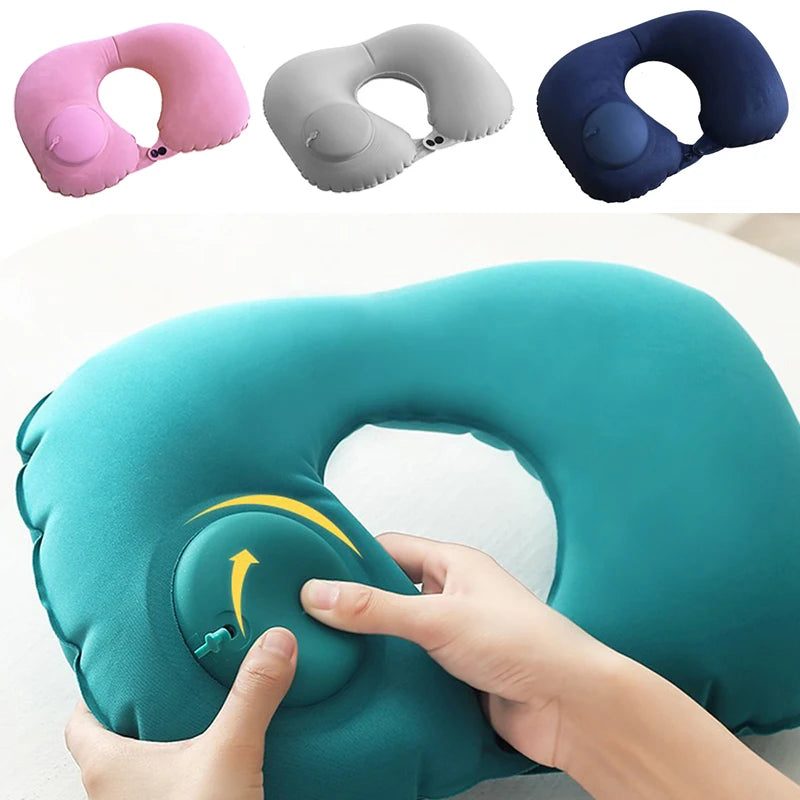 Portable Press-inflatable Travel Neck Pillow